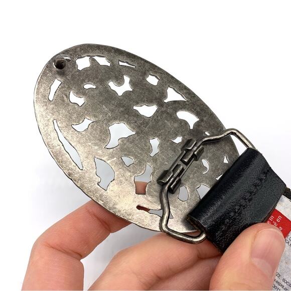 ESPRIT Genuine Leather Belt Floral Belt Buckle Black Silver 80CM main image 8